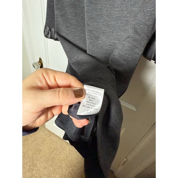 Milly Y2K Gray Wool Silk Ruffle Career Work Business Short Sheath Dress LG - Picture 7 of 8